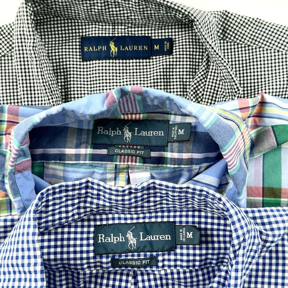 Ralph Lauren Button Down Shirts Mens Medium Cotton Classic Fit Lot of 3 - Picture 8 of 16